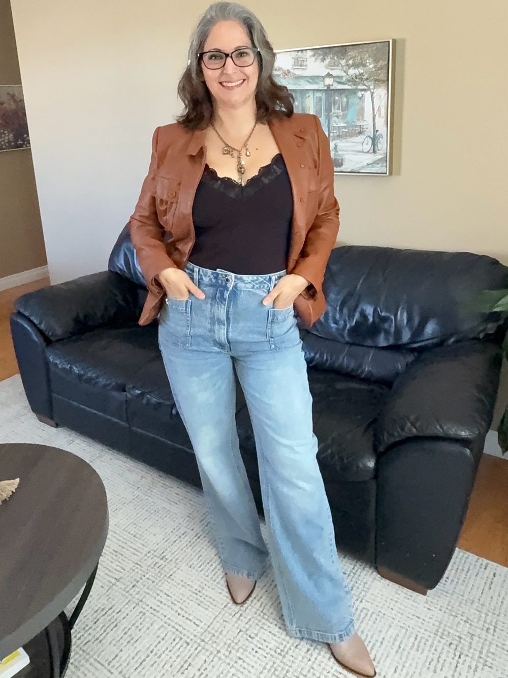 Identify Genuine Leather Cognac Blazer Jacket Size 12 Y2K